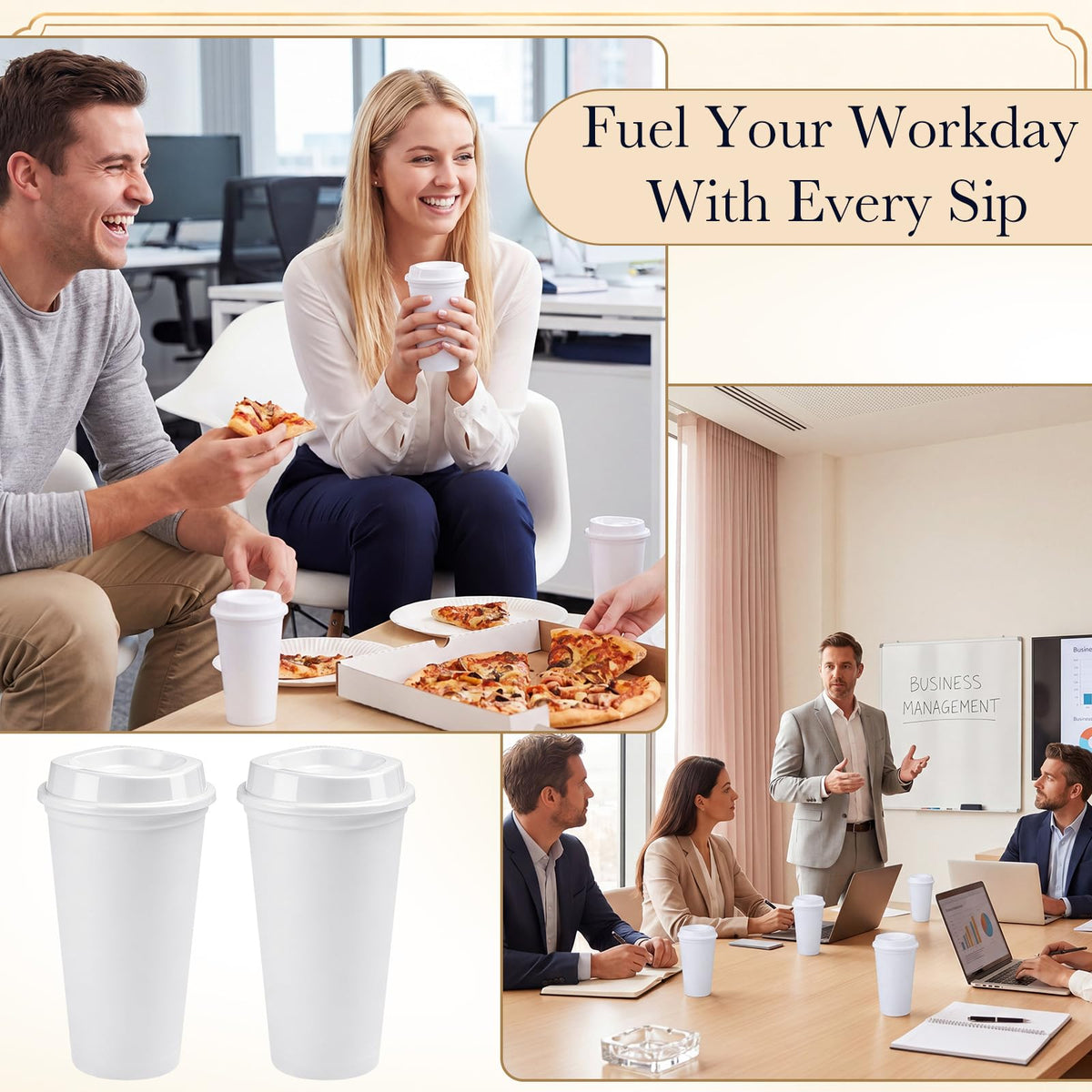 45 Pack 16 oz Reusable Coffee Cups with Lids Water Bottle Iced Coffee Travel Mug Portable Plastic Tea Tumblers Bulk for Hot and Cold Drinks Birthdays Party (45 Count)