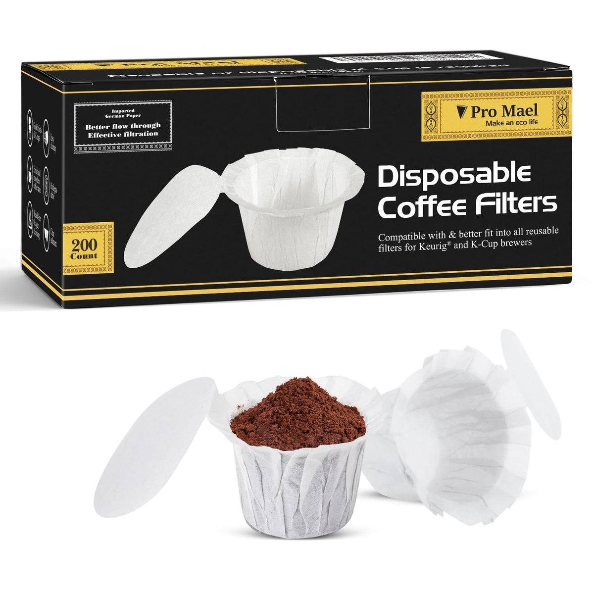 200 Disposable K Cup Paper Filters for Keurig 1.0&2.0 (300 Count)