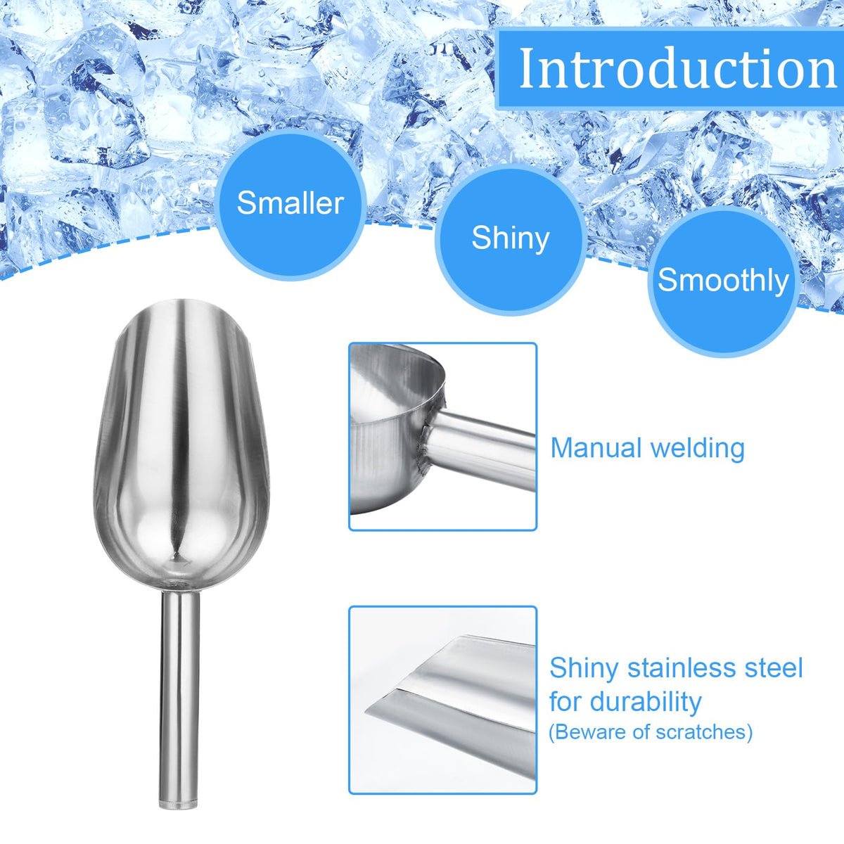 6 Pack 6 oz Stainless Steel Metal Ice Scoop for Candy Coffee Beans Popcorn (6 Count)