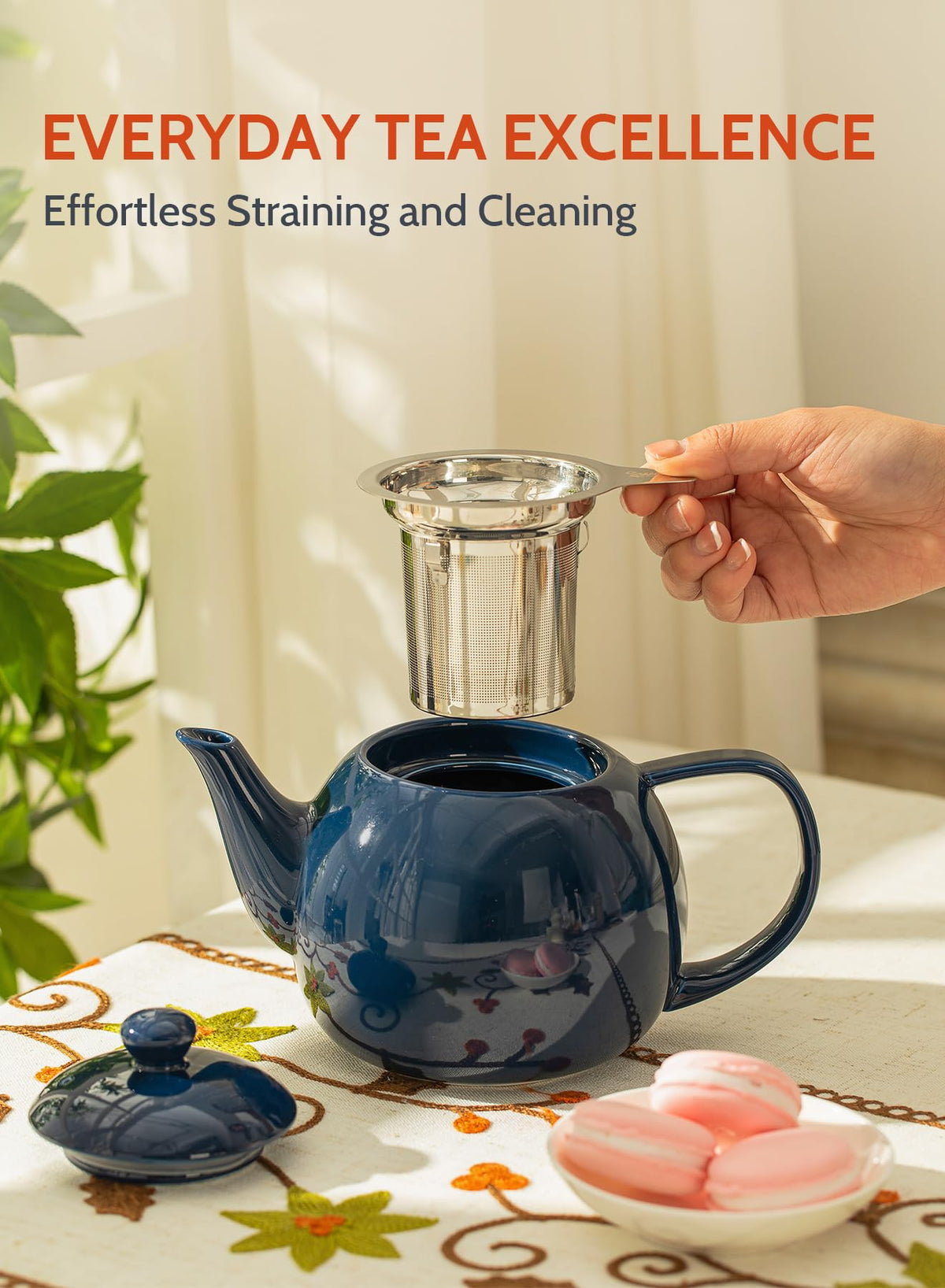 Teapot Porcelain Tea Pot with Stainless Steel Infuser