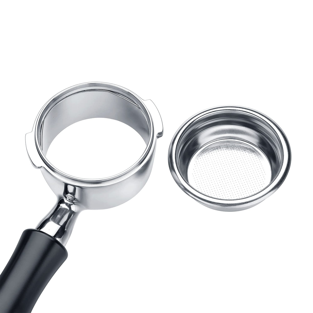 Bottomless Portafilter for Gaggia 58mm with Stainless Steel Head and Filter Basket and Ergonomically Designed Anodized Aluminum Handle