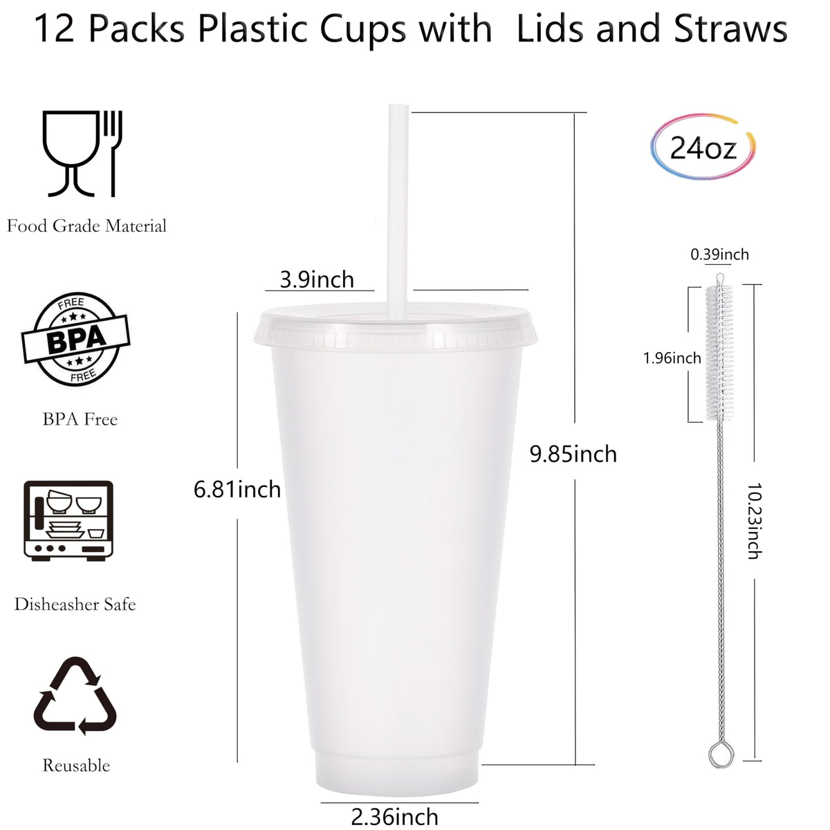 24 oz Reusable Plastic Cups (24 Count)