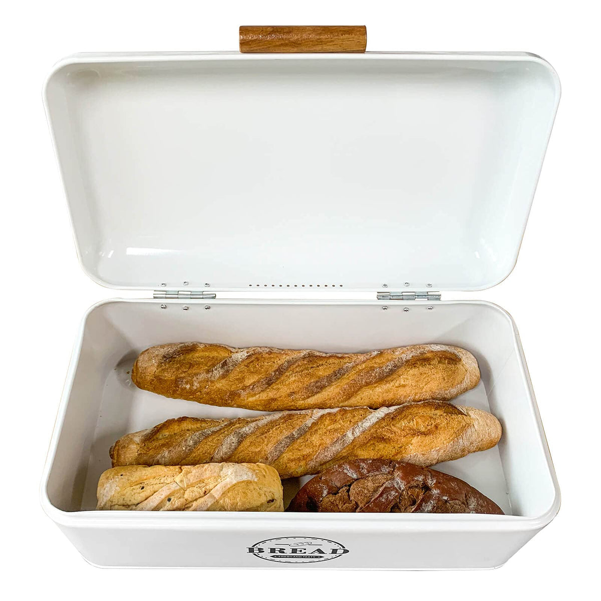 Large White Bread Box with Lid