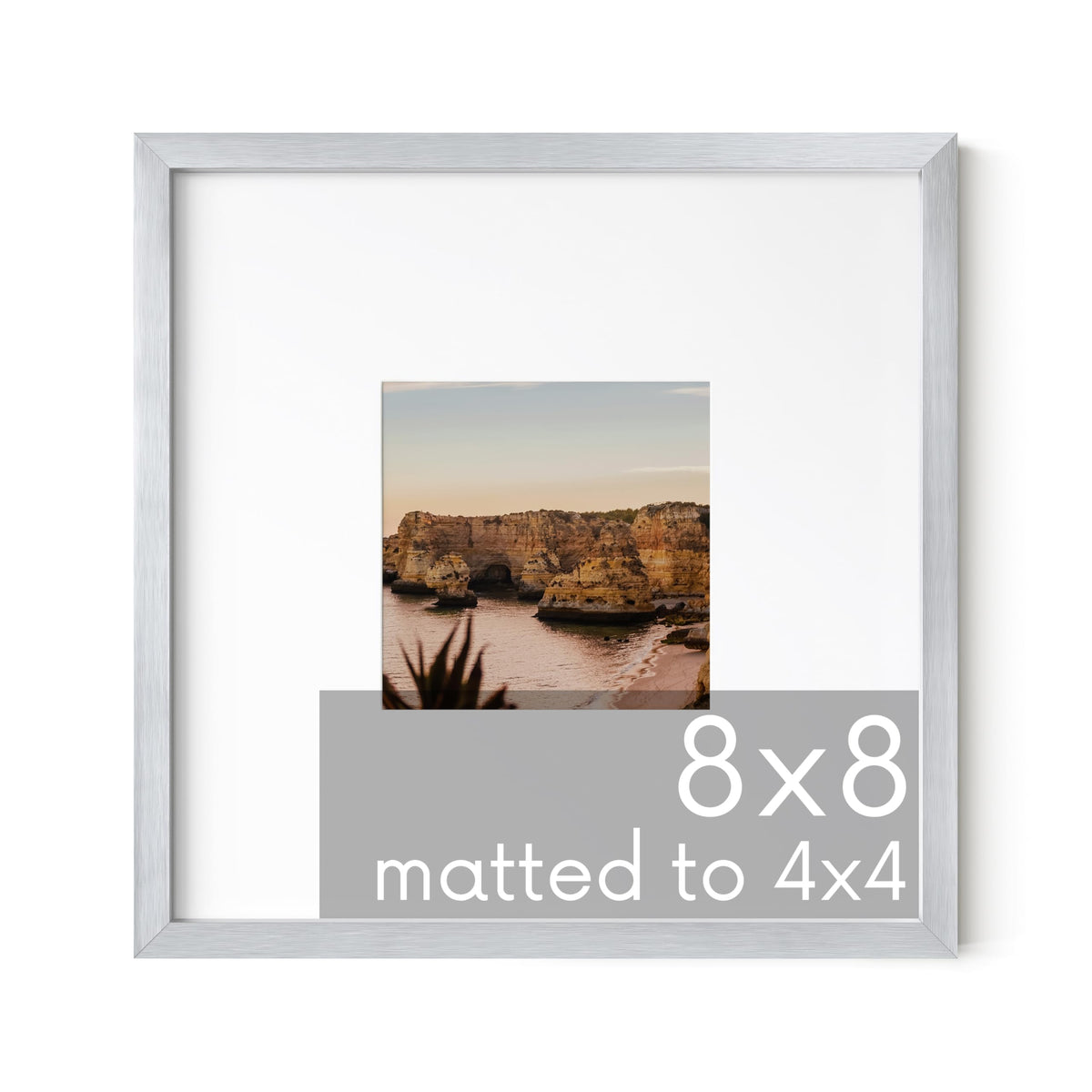 8x8 Silver Metal Picture Frame Matted to 4x4