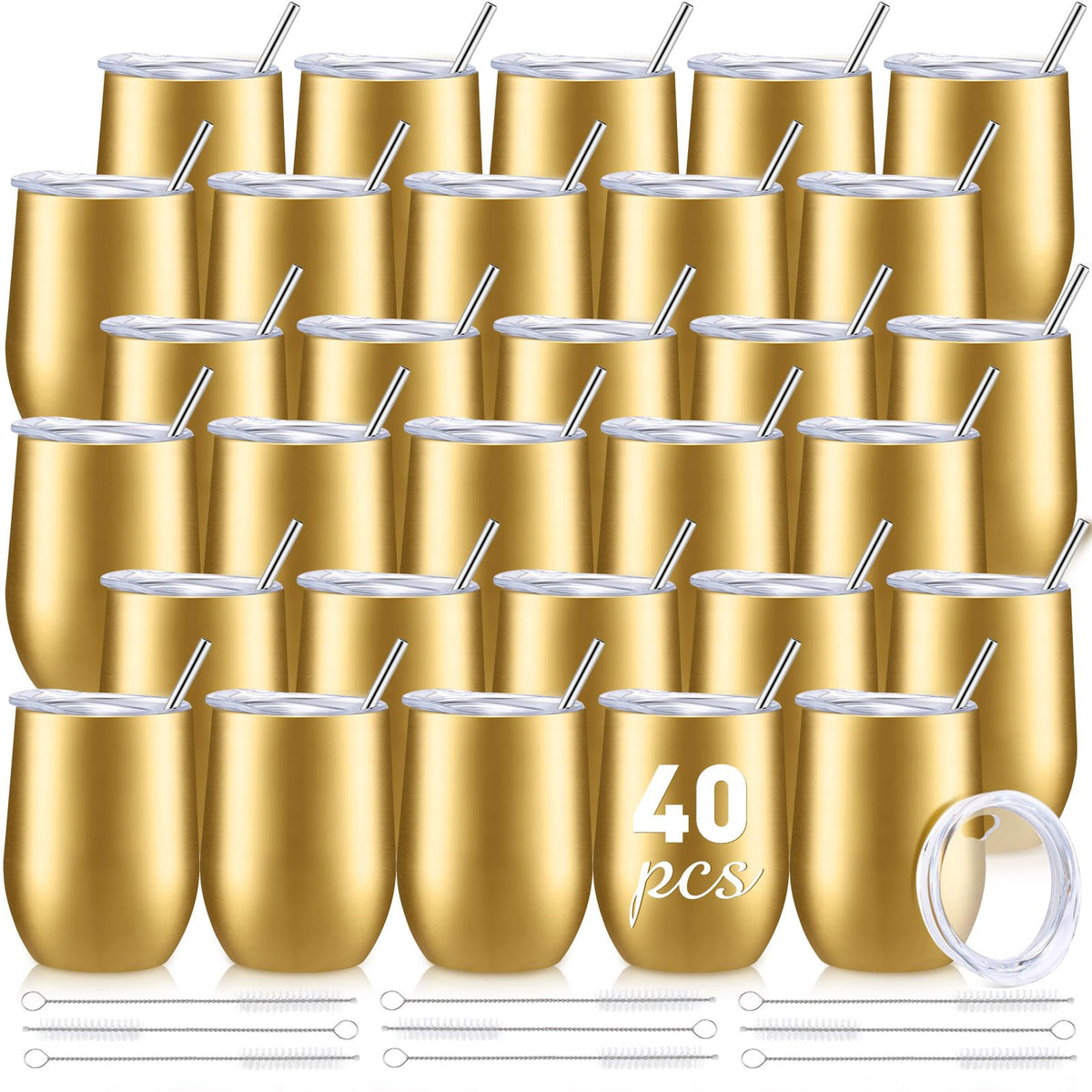 40 Pack Insulated Wine Tumblers Bulk 12oz (40 Count)