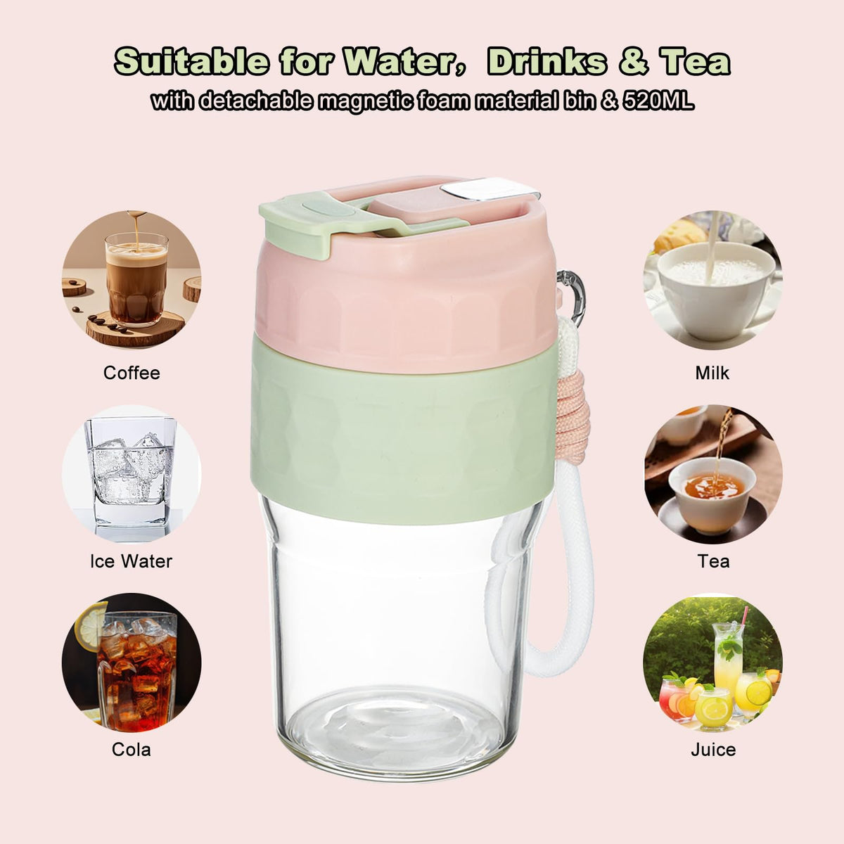 Portable Glass Bottle with Magnetic Tea Infuser