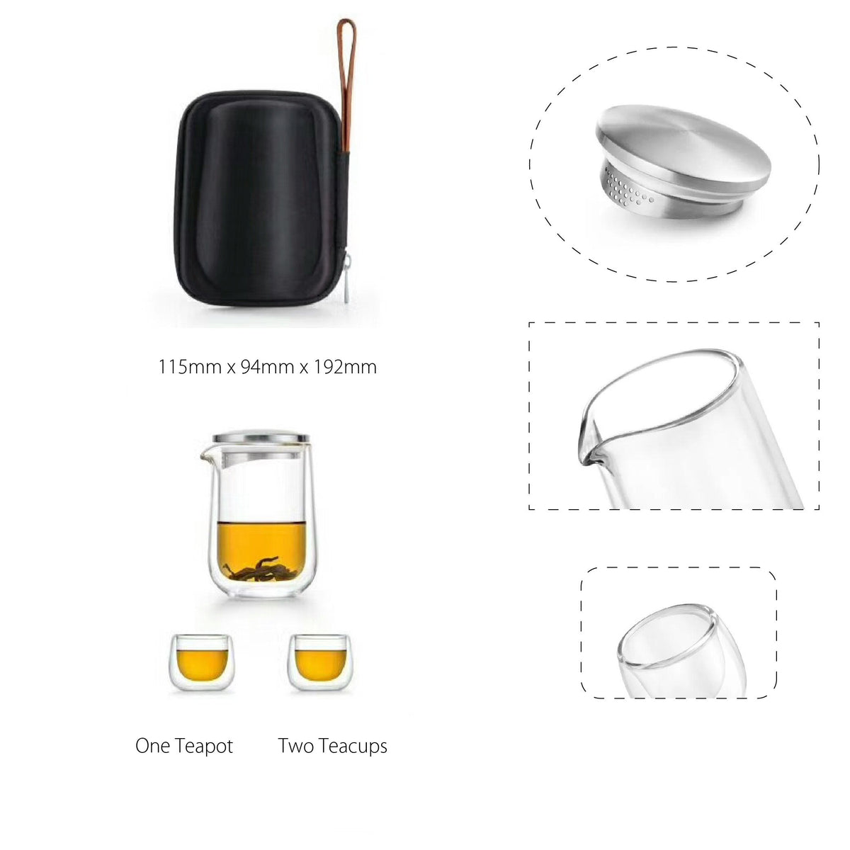 Portable Glass Tea Set with Teapot