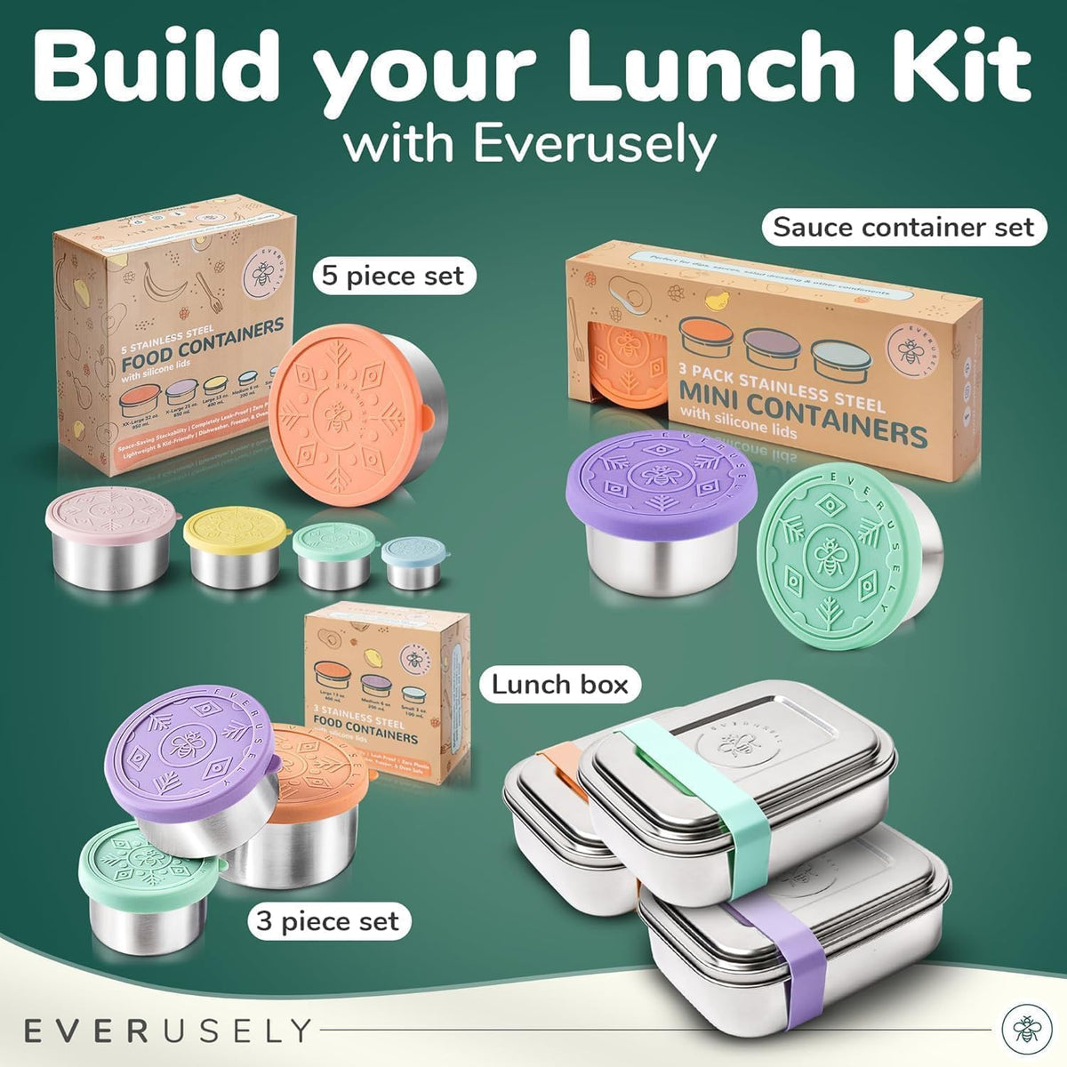 Stainless Steel Bento Box + Condiment Container