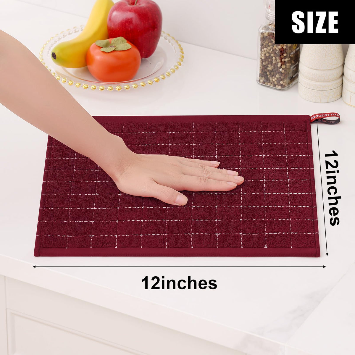 100% Cotton Terry Kitchen Dish Cloths (8 Count)