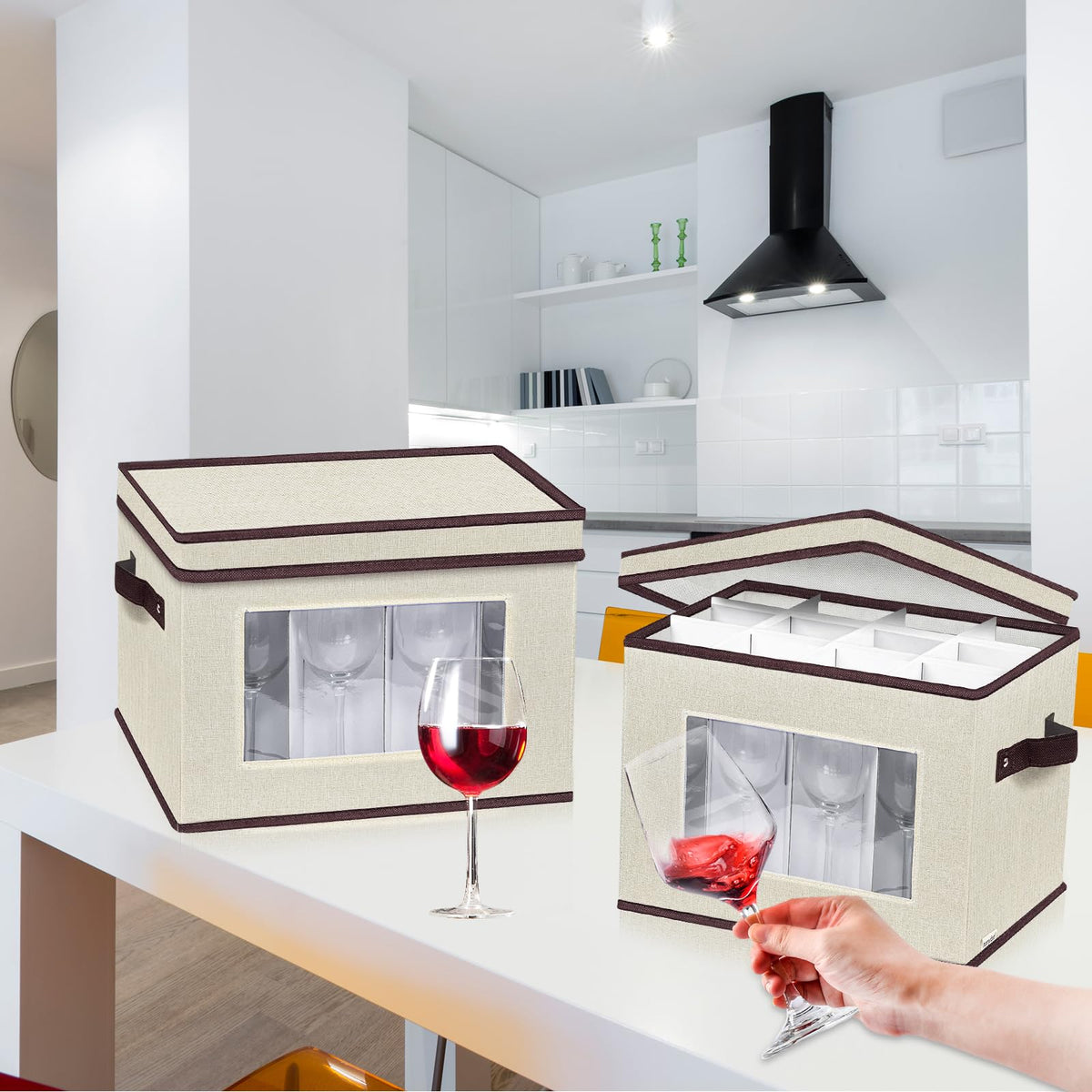 2 Pack Wine Glass Storage Box with Dividers (2 Count)