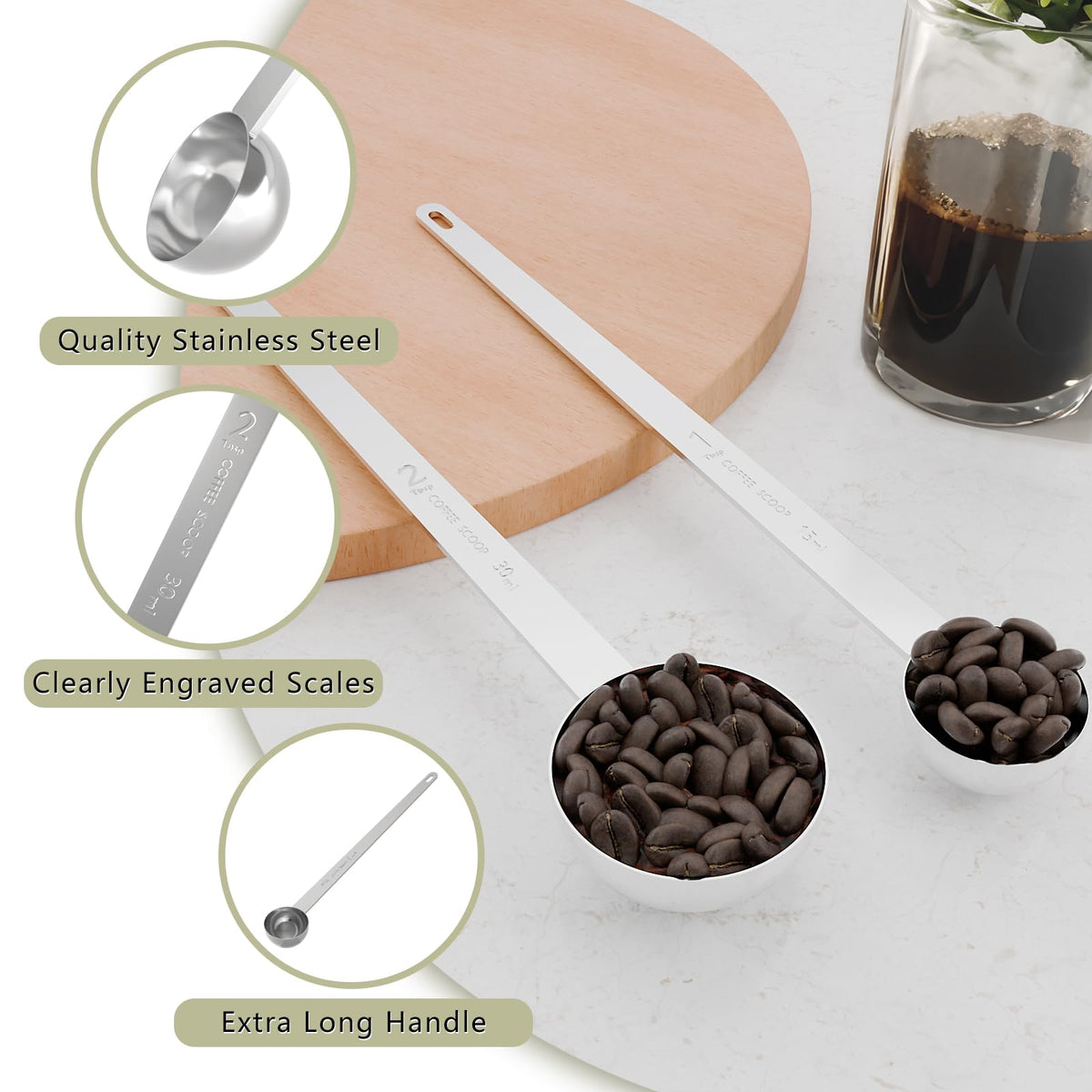 1PCS Extra Long Handle Coffee Scoop