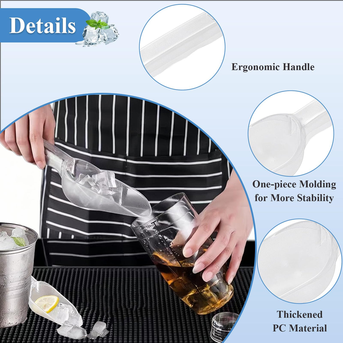 Plastic Ice Scoop with Holder for Freezer Countertop Ice Machine (2 Count)