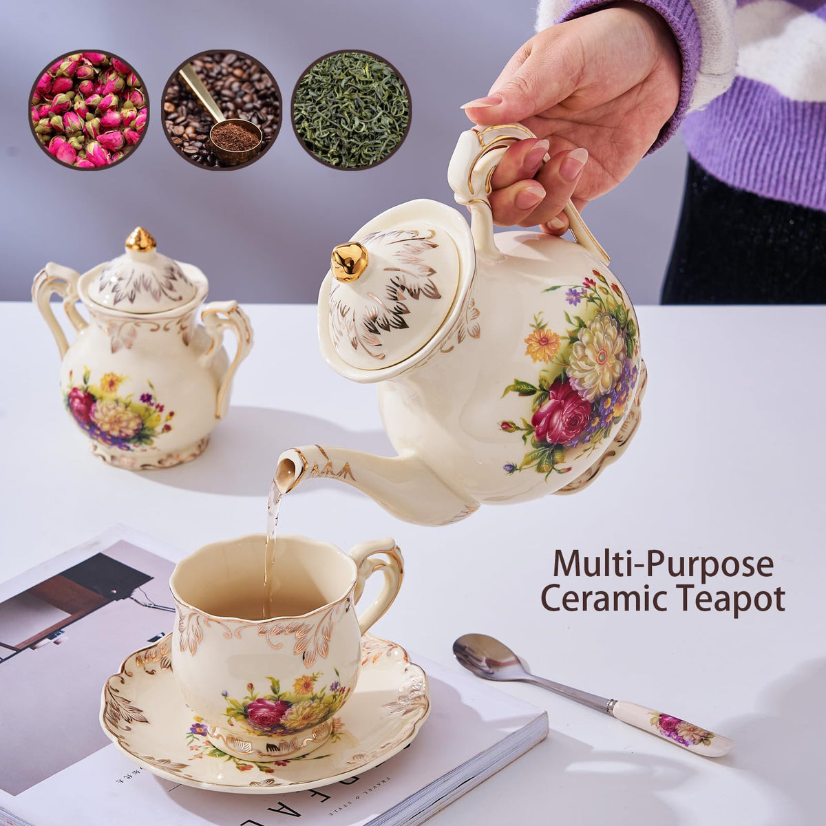 Small Flowering Shrubs Teapot with Infuser