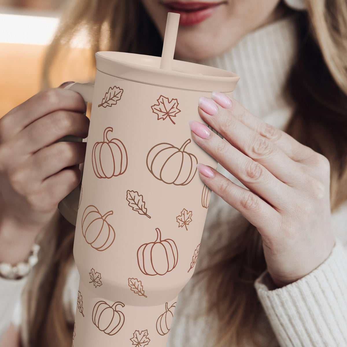 Pumpkin Tumbler with Handle and Straw 40oz