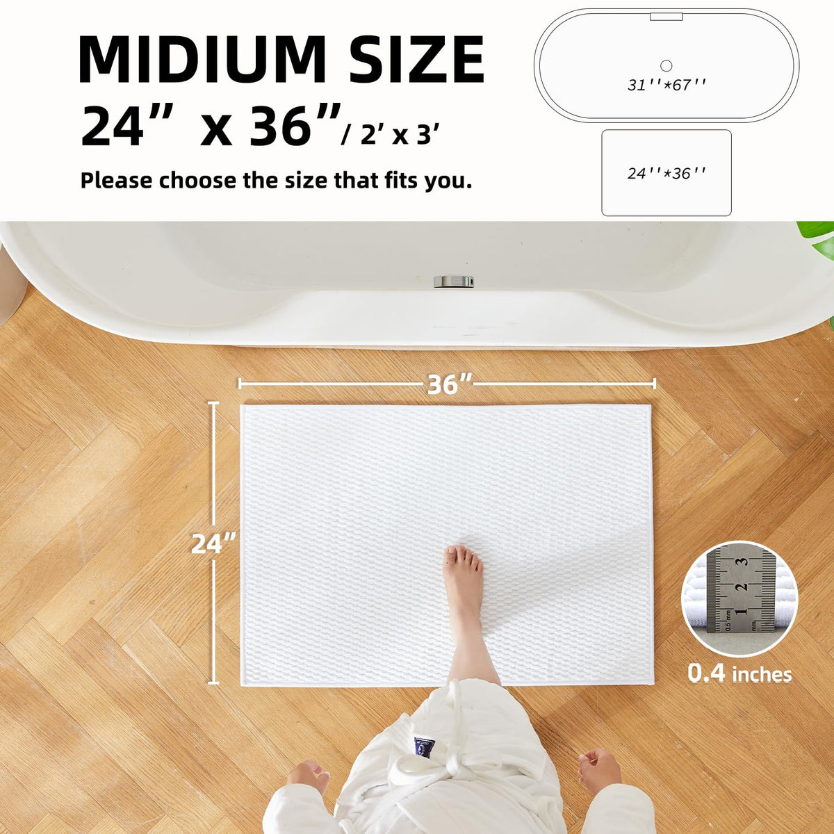 Bathroom Rugs Non Slip Washable (6 Sq Ft)