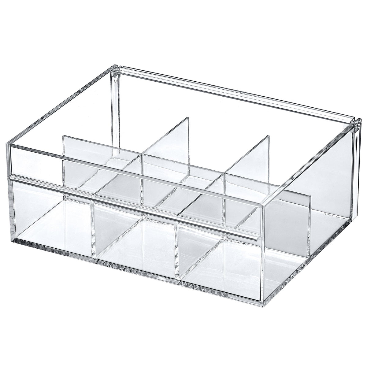 Tea-Rrific - Acrylic 6-Compartment Tea Bag Organizer, Clear Plastic Tea Box, 6-Slot Tea Chest, Perfect Tea Storage Solution for Kitchen Cabinet, Countertop, Pantry, and More (6 Count)