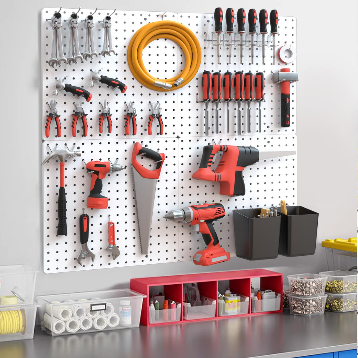 Modular Plastic Peg Board Wall Organizer Kit (4 Count)