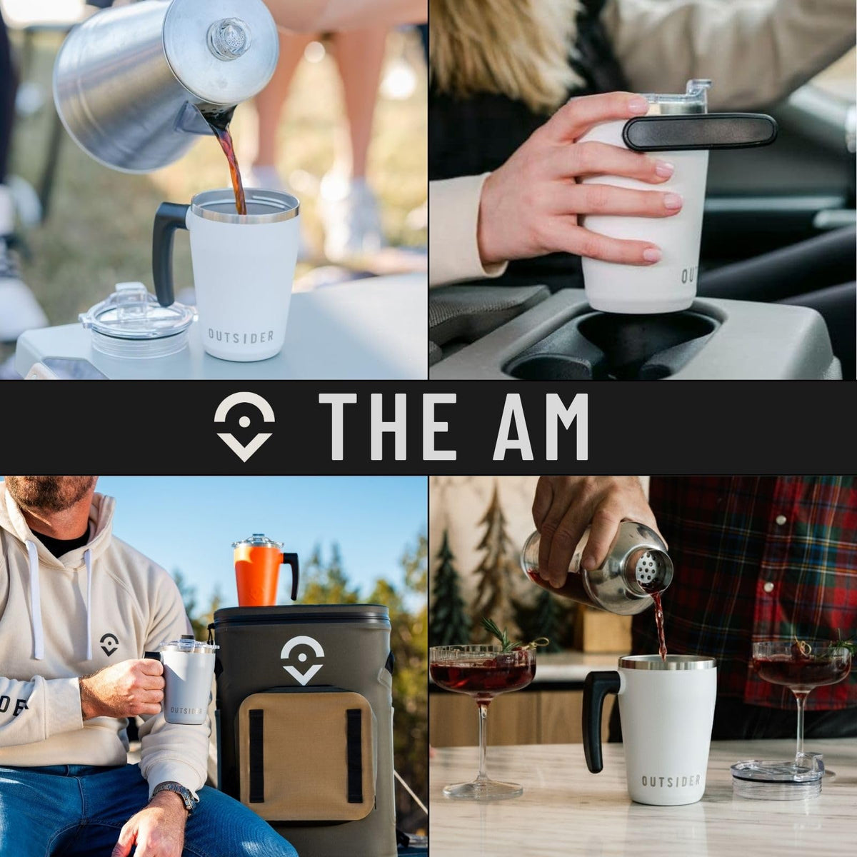The AM 17 oz Stainless Steel Vacuum Insulated Coffee Mug with 180° Rotating Swivel Handle and Lockable Spill Proof Lid
