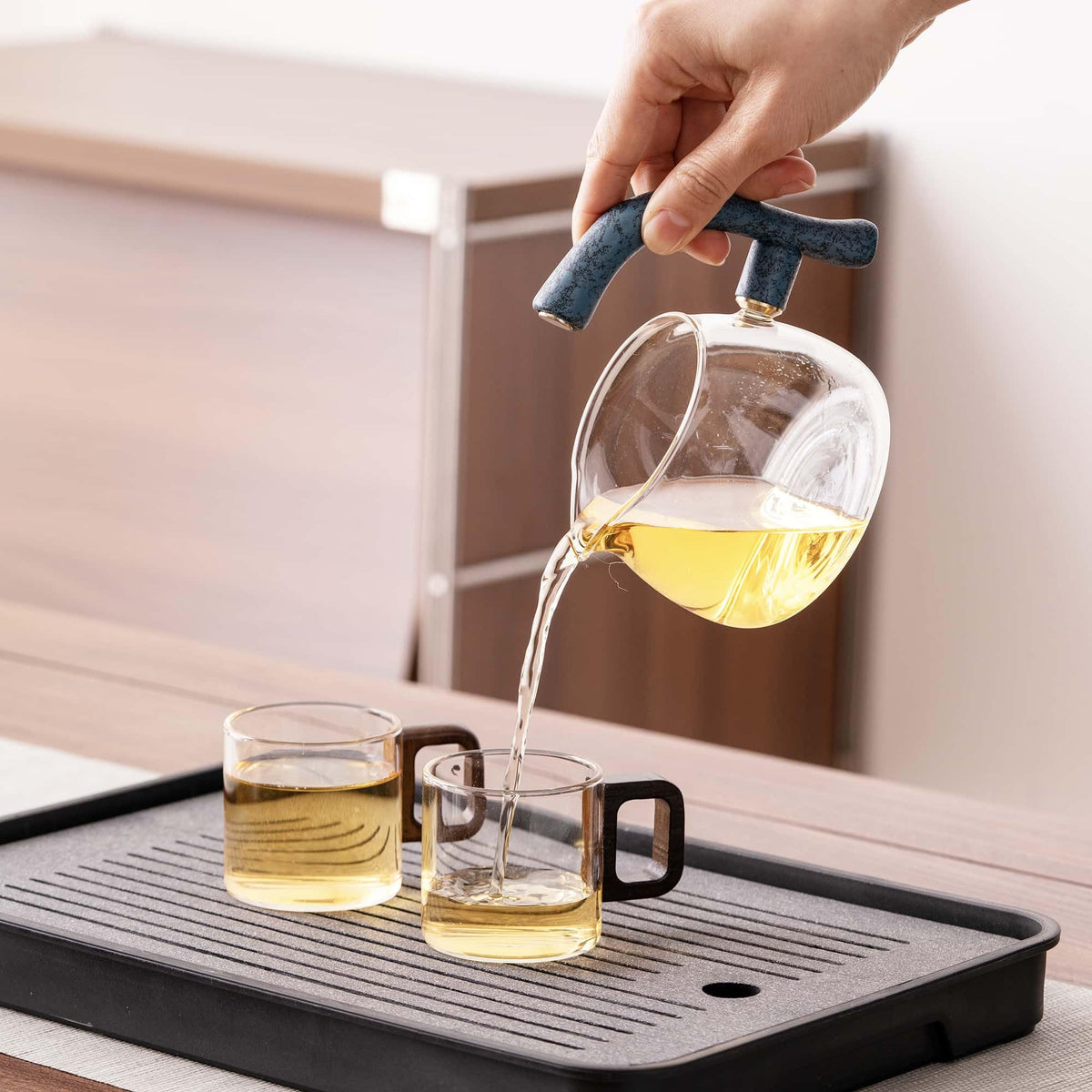 Glass Teapot Set with Infuser Semi Automatic Tea Set Magic Teapot (3 Count)