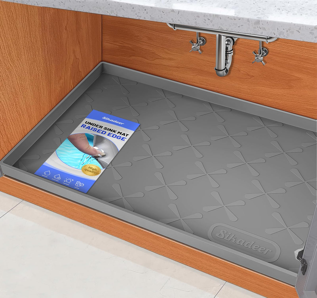 Waterproof Under Sink Mat 25" x 22" Silicone Mat Cabinet Protector