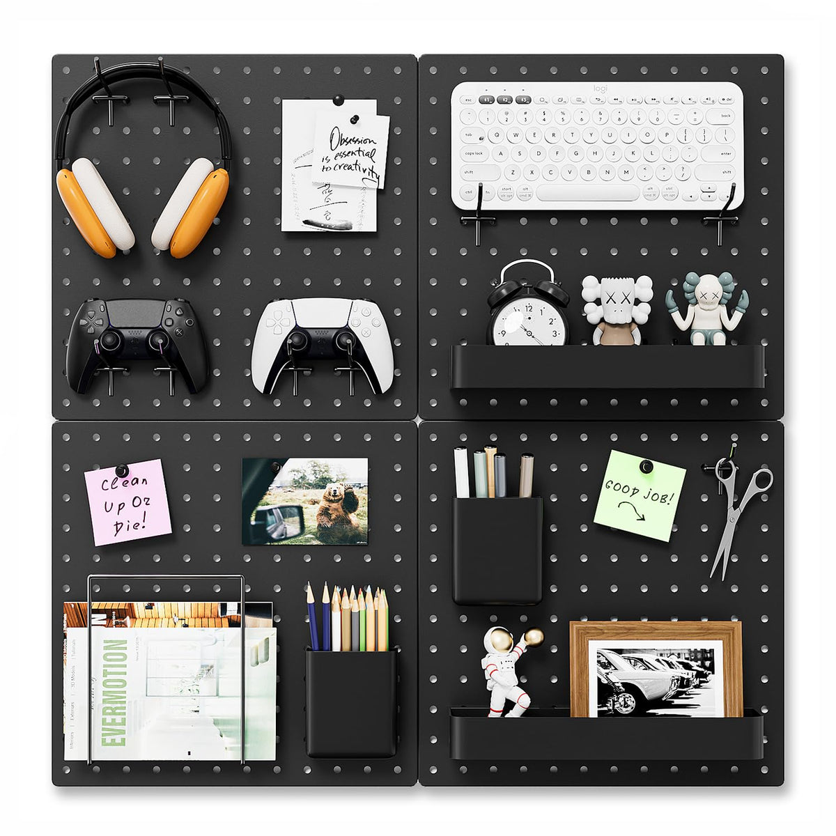 Modular Plastic Pegboard Wall Organizer Kit (4 Count)