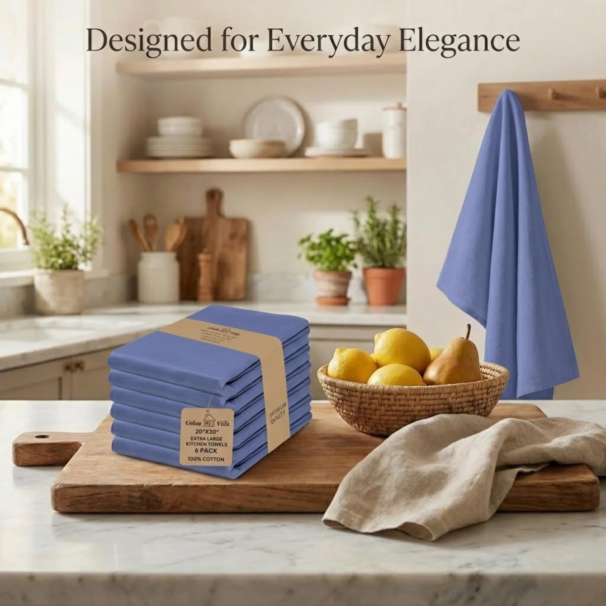 Kitchen Towels Cotton Dish Towels 20”x30” (6 Count)