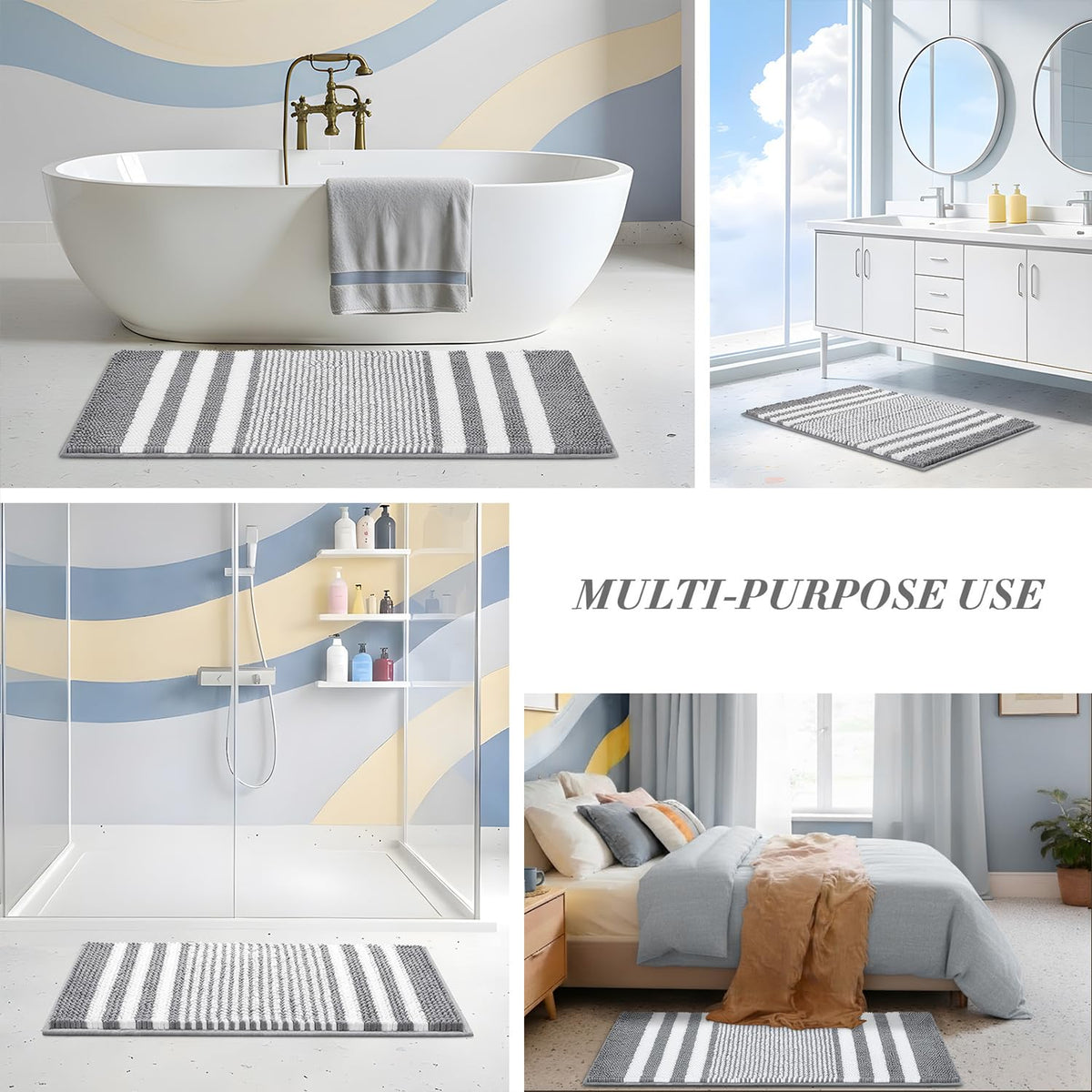 Bathroom Rugs Sets 2 Piece (9 Sq Ft)