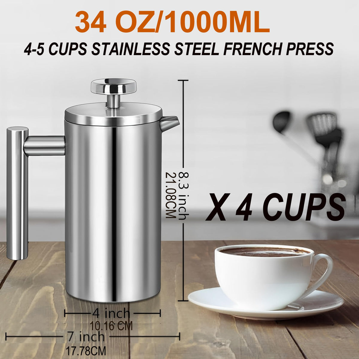 French Press Coffee Maker 34oz