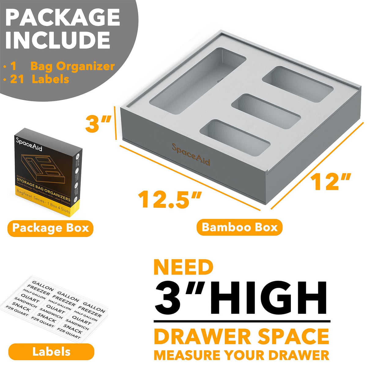 Bag Storage Organizer for Kitchen Drawer
