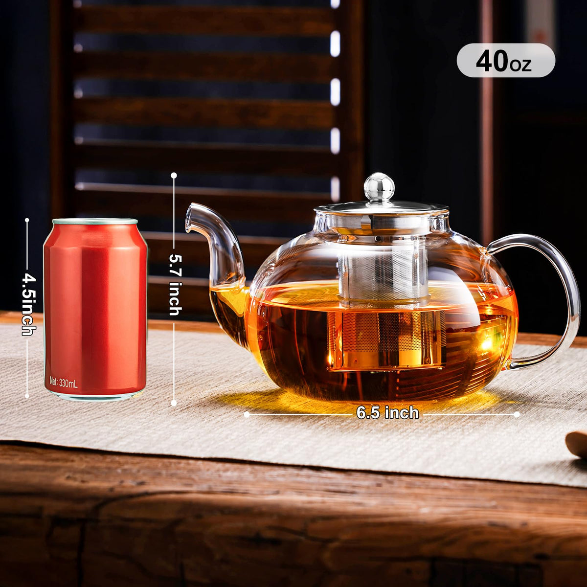 Glass Teapot with Infuser (40 Fl Oz)