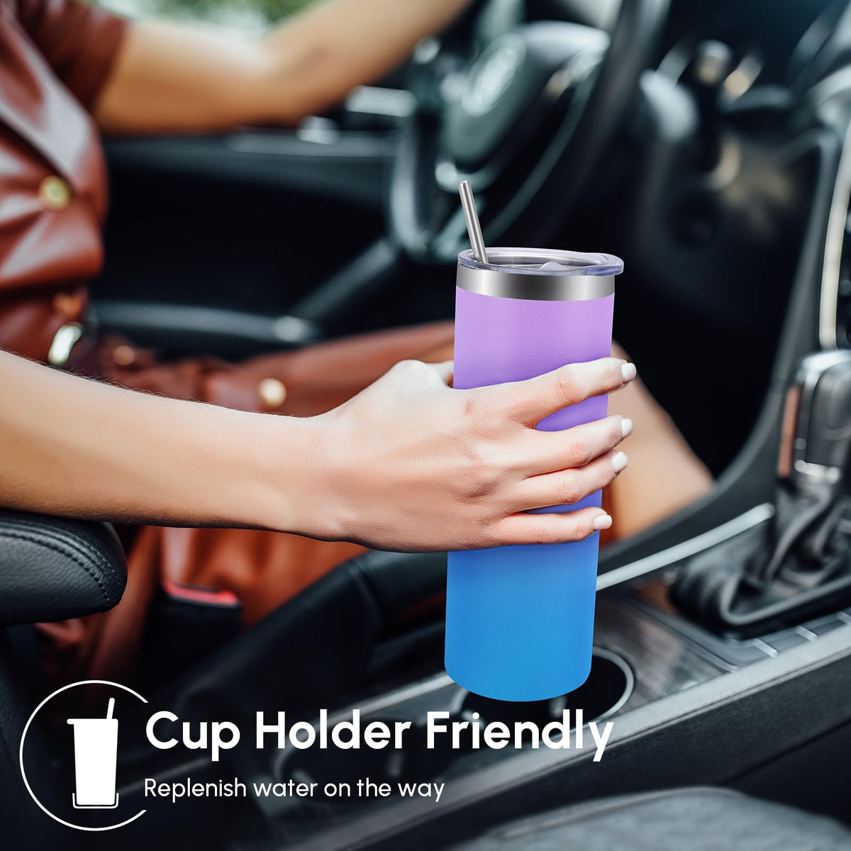 4 Pack Skinny Tumblers with Lid and Straw