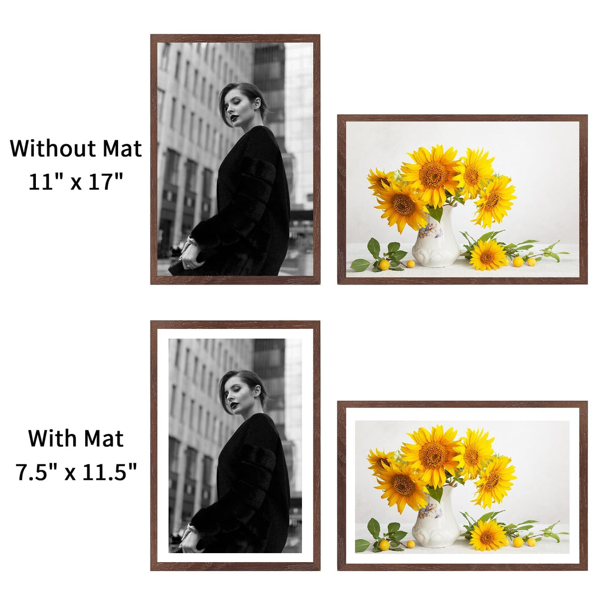 11x17 Solid Oak Wood Picture Frames (3 Count)