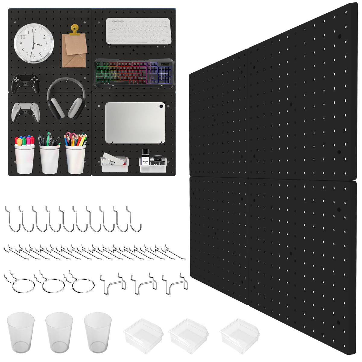 Modular Plastic Peg Board Wall Organizer Kit (4 Count)