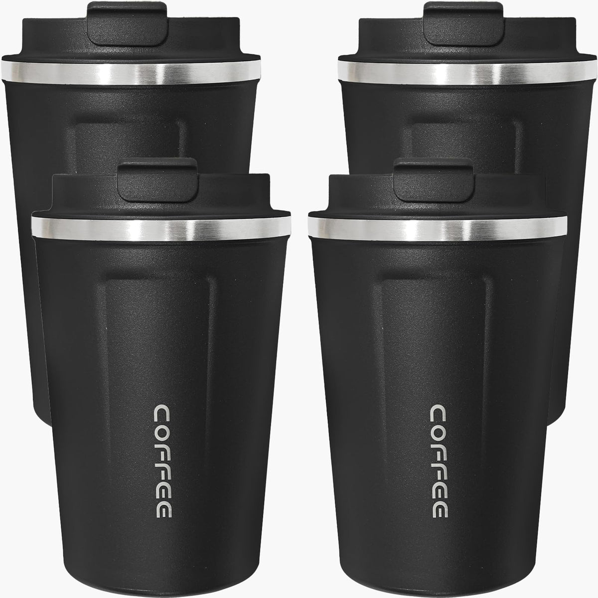 4 Pack Travel Coffee Mug 12oz Insulated Coffee Cup with Lid (4 Count)