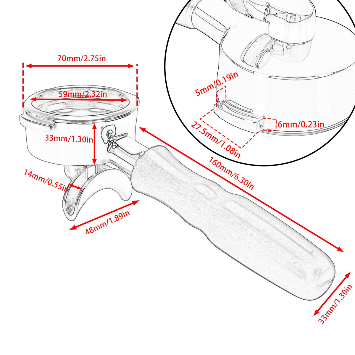 58mm Espresso Portafilter Compatible with La Marzocco