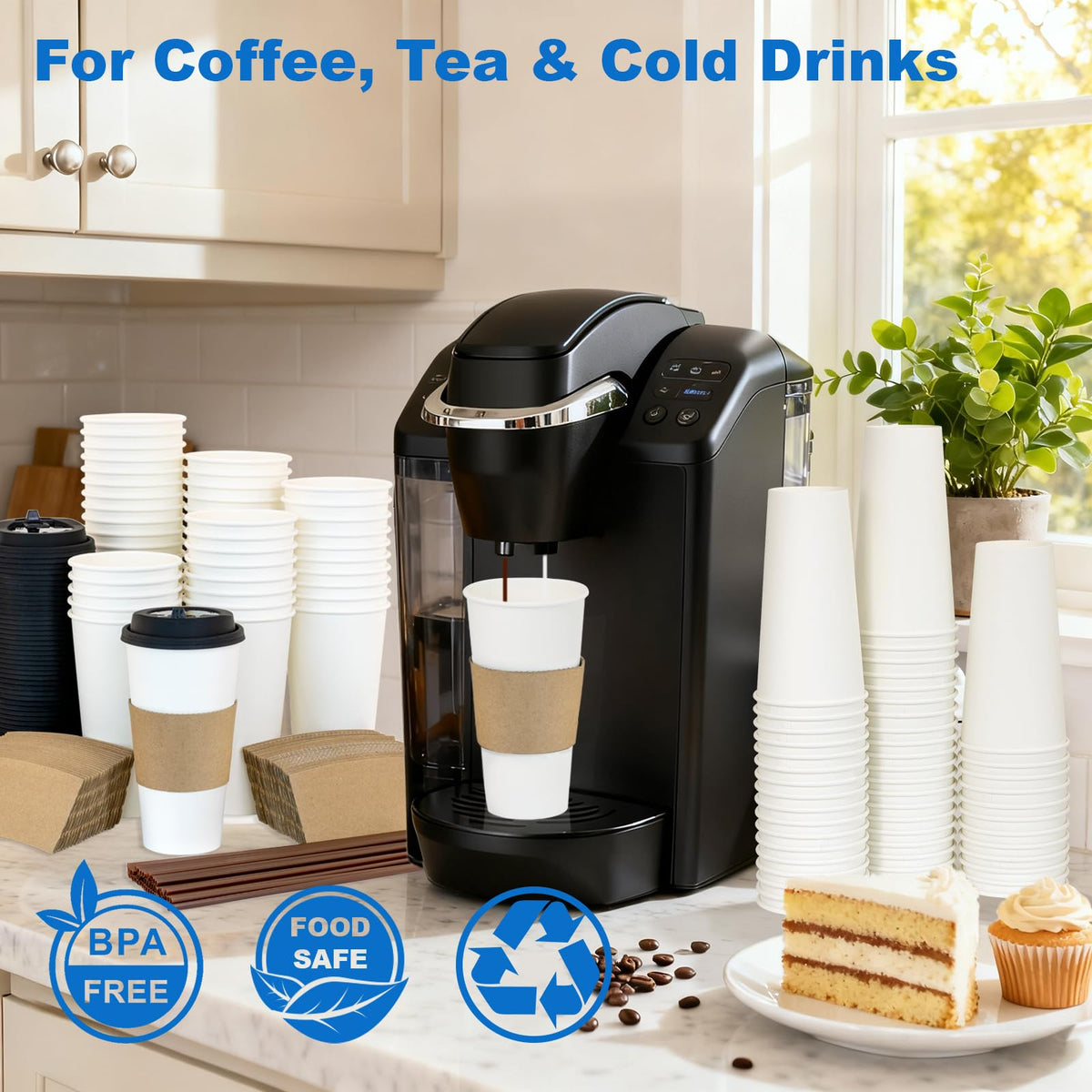 20 oz 500 Pack Coffee Cups with Lids and Sleeves (500 Count)