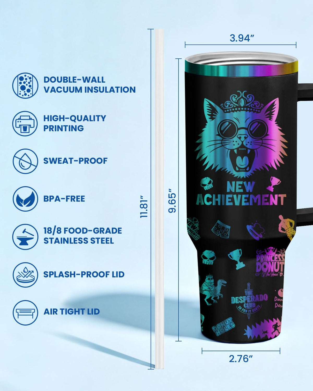 Dungeon Cat Adventure 40 oz Tumbler with Handle