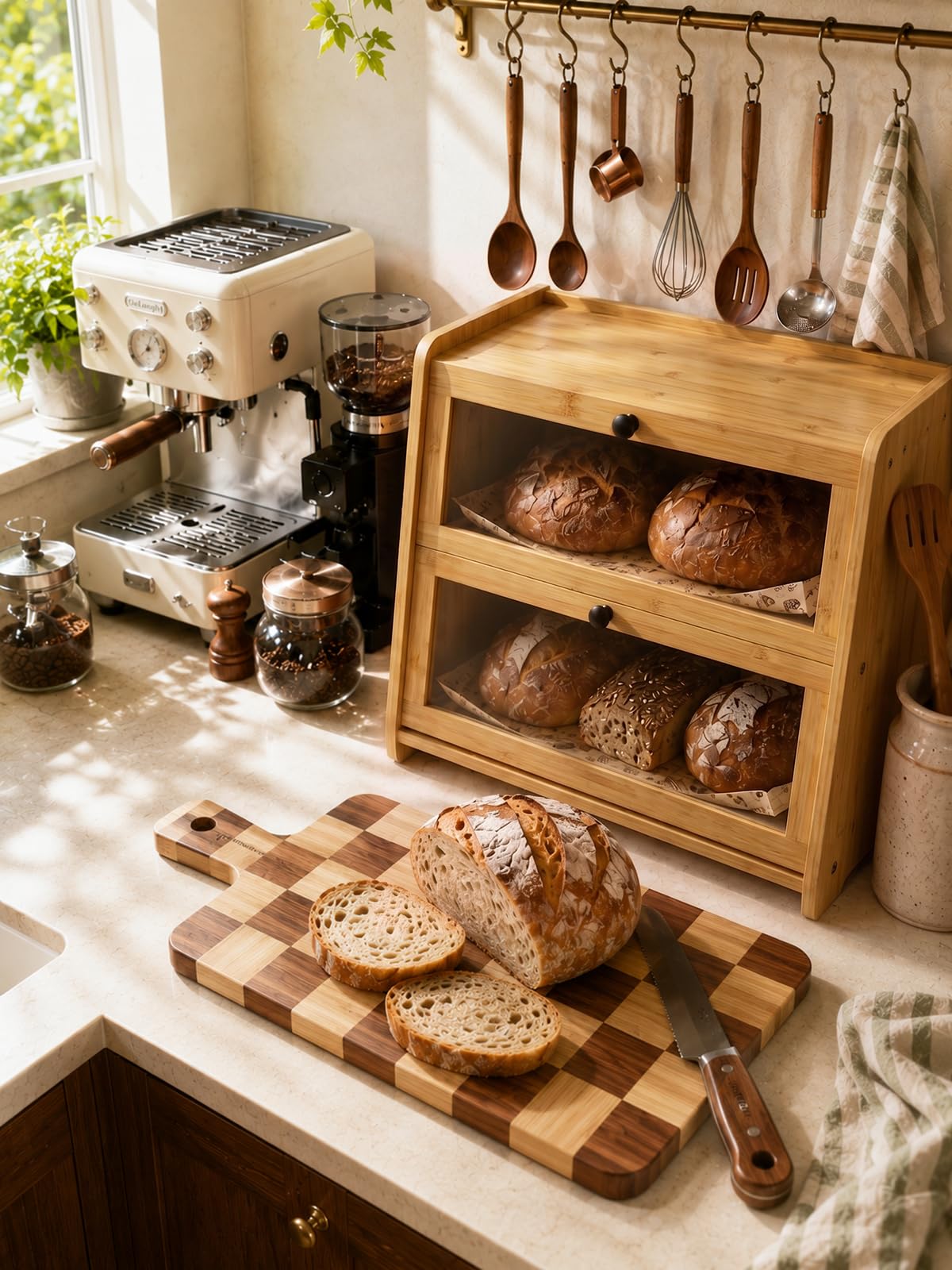 Bamboo Bread Box for Kitchen Countertop