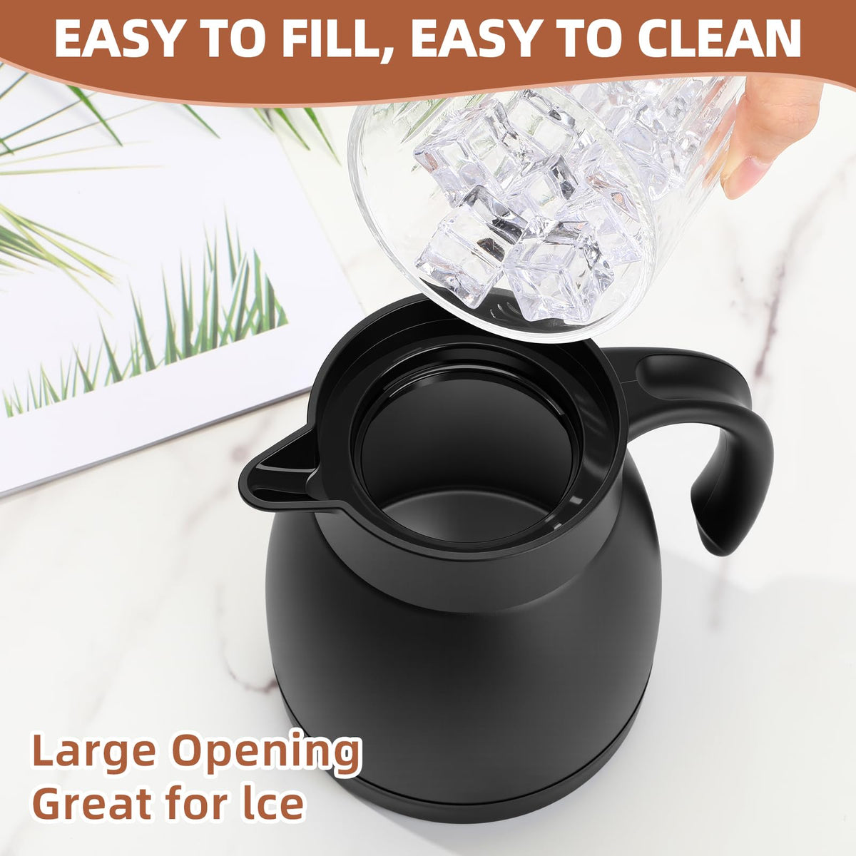 2 Pcs Thermal Coffee Carafe Insulated Stainless Steel Coffee Carafe for Hot Liquid Vacuum Thermal Pot Creamer Pitcher Dispenser with Brushes Keeping Hot Water Milk (2 Count)