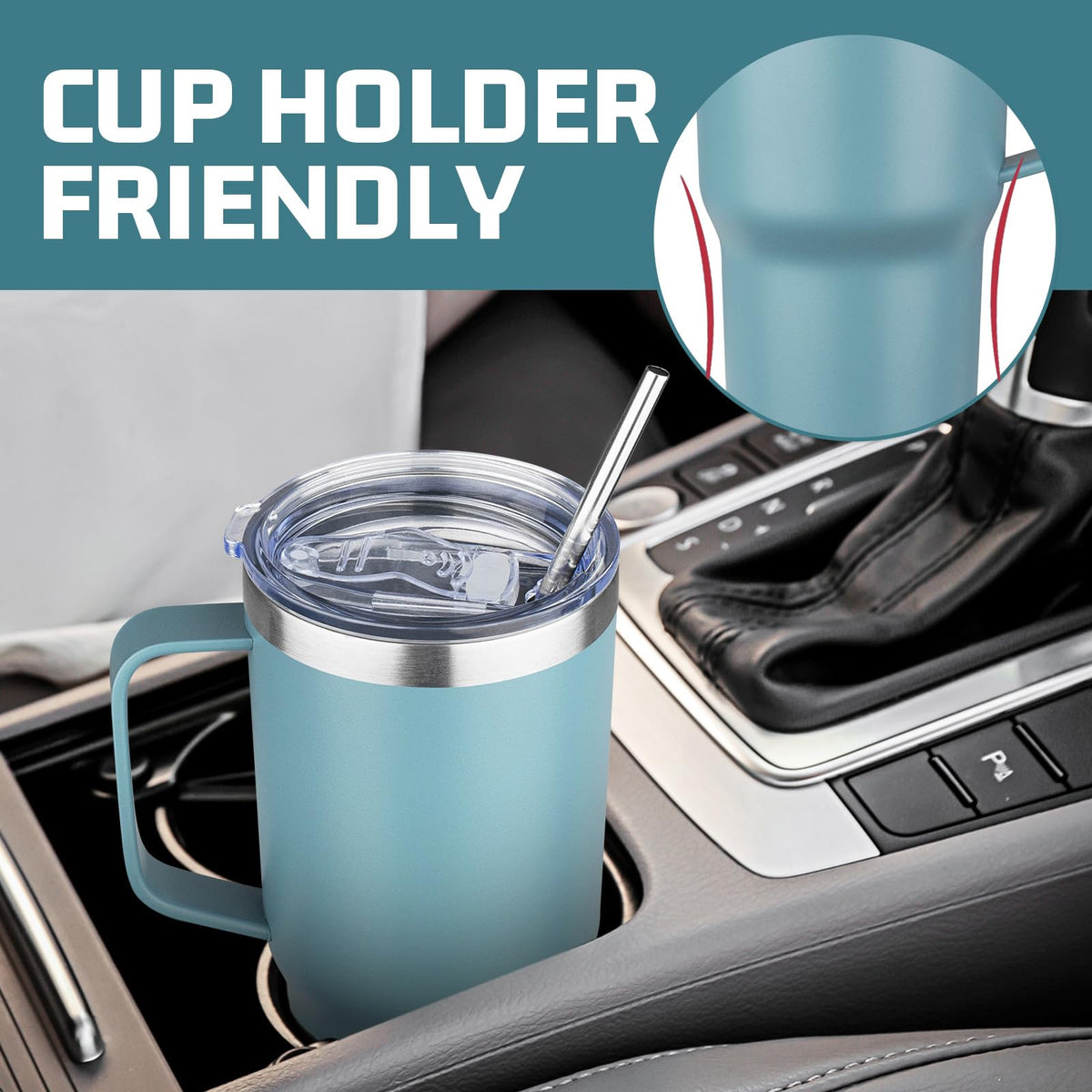 20 oz Tumbler with Handle Stainless Steel Insulated Coffee Mug Tumbler with Lid and Straw Double Wall Vacuum Insulated Coffee Mug Leak Proof Travel Tumbler for Hot and Cold Drink (4 Count)