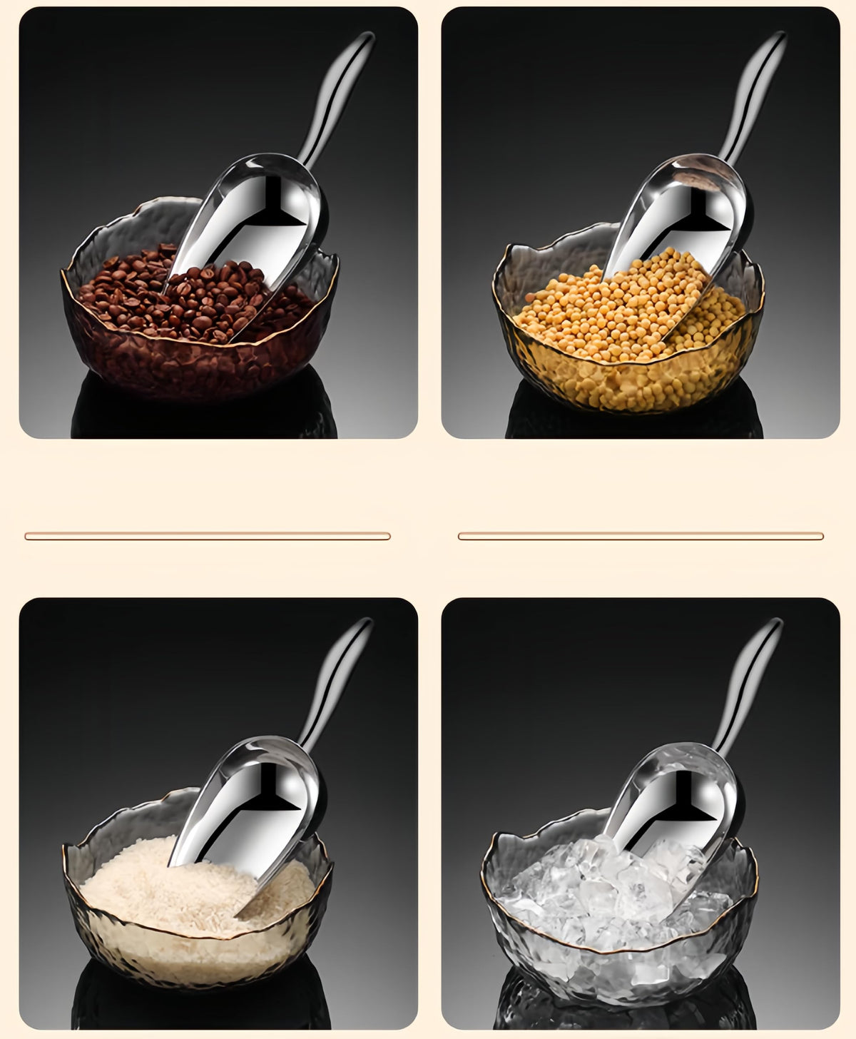 Ice Cube Scoop for Freezer Stainless Steel Ice Scoops Shovel for Ice Maker Coffee Bean Food Candy Flour Popcorn