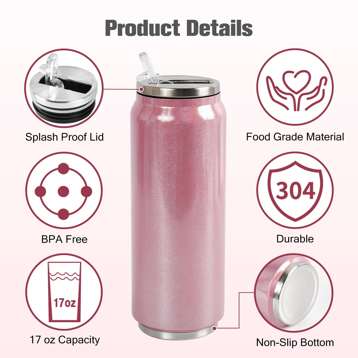 17 oz Sublimation Glitter Tumblers Cans (102 Ounce)