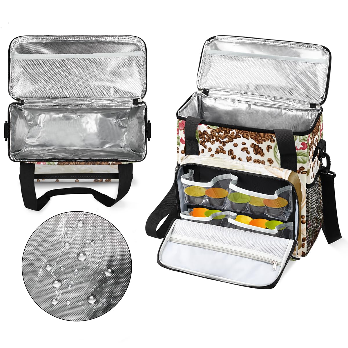 Watercolor Coffee Bean Coffee Maker Carring Bag Cafe Travel Carrying Storage Tote Bag Compatible with Keurig K