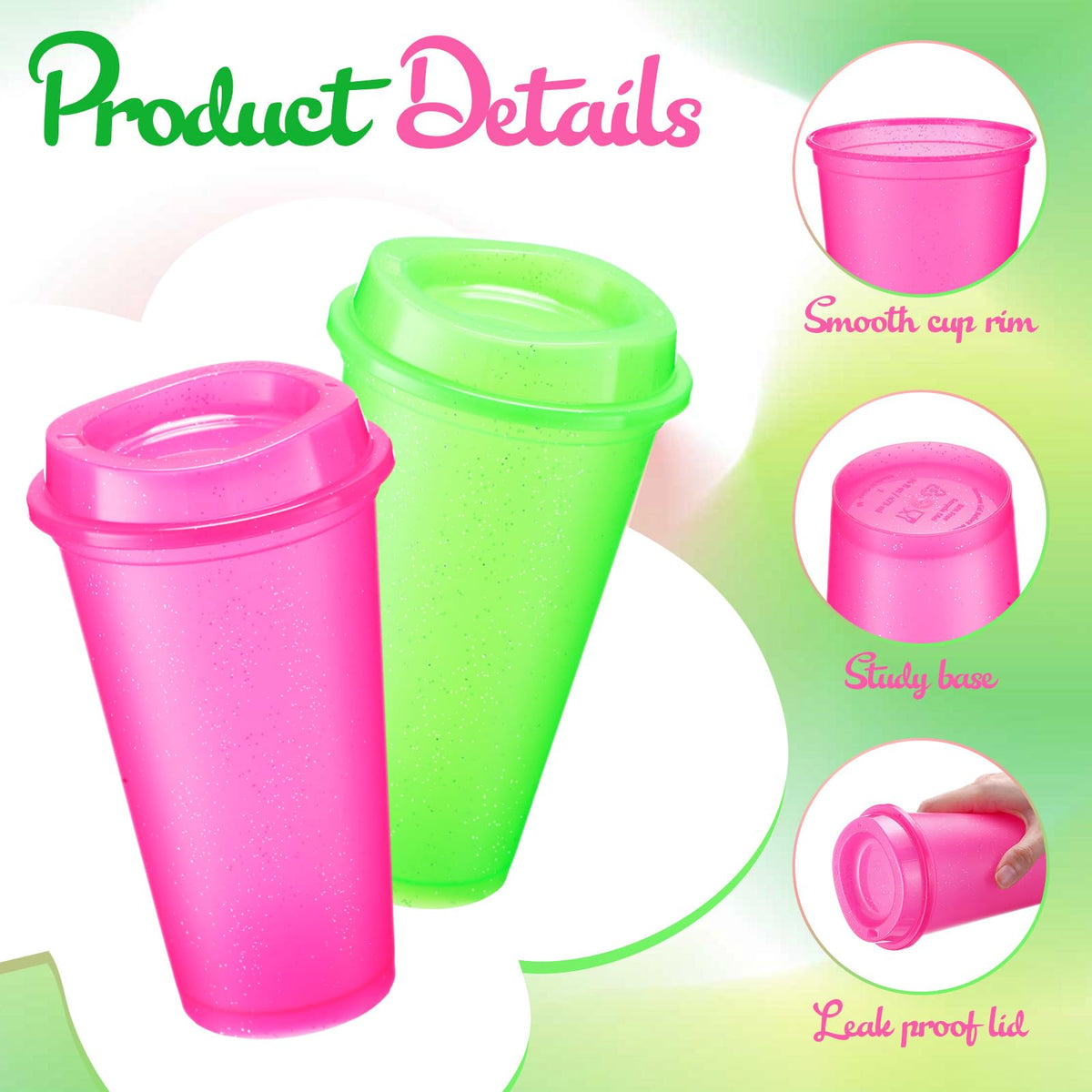 45 Pack 16 oz Reusable Coffee Cups with Lids Water Bottle Iced Coffee Travel Mug Reusable Portable Plastic Tea Tumblers Bulk for Hot and Cold Drinks Birthdays Party (45 Count)