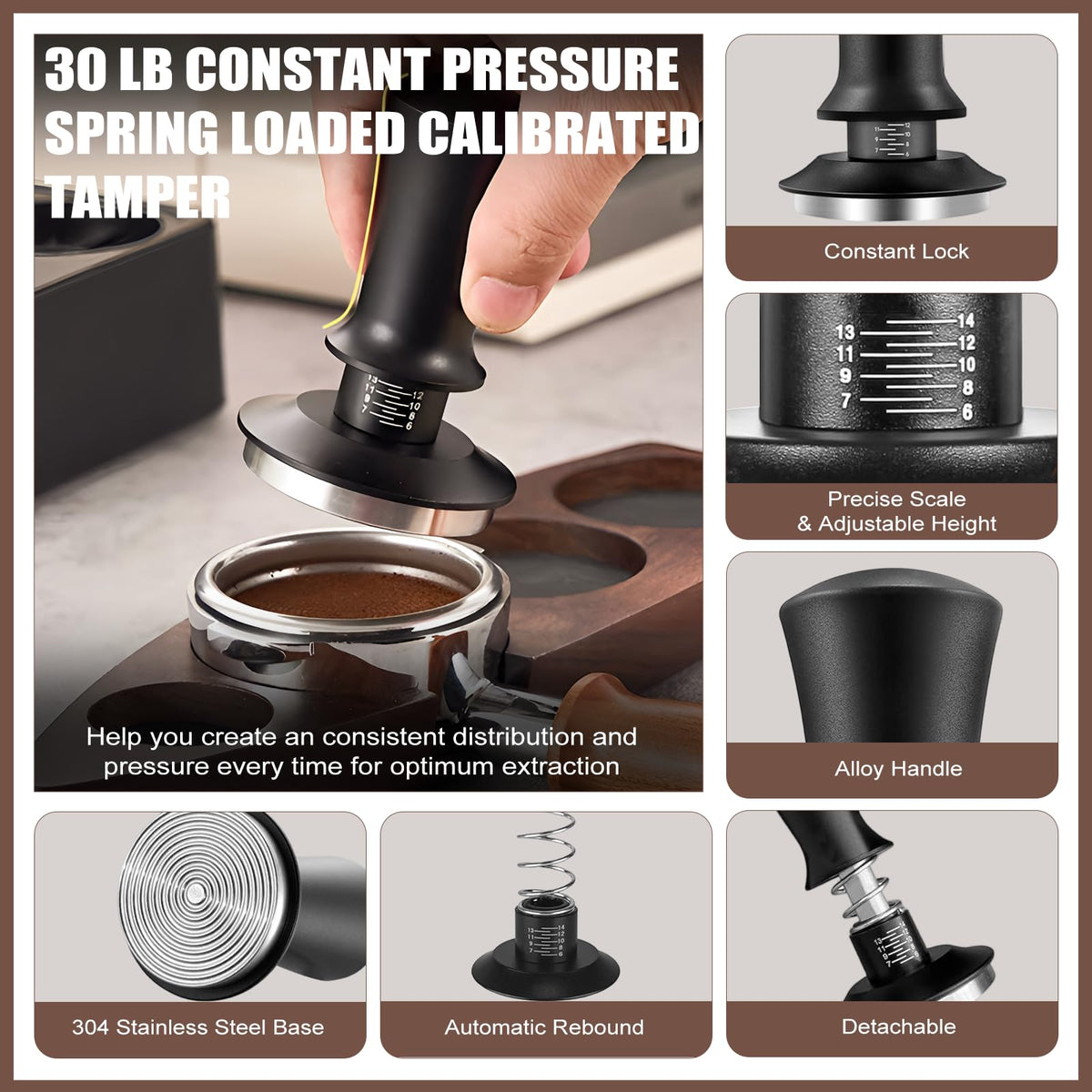 Spring Loaded Espresso Tamper Set