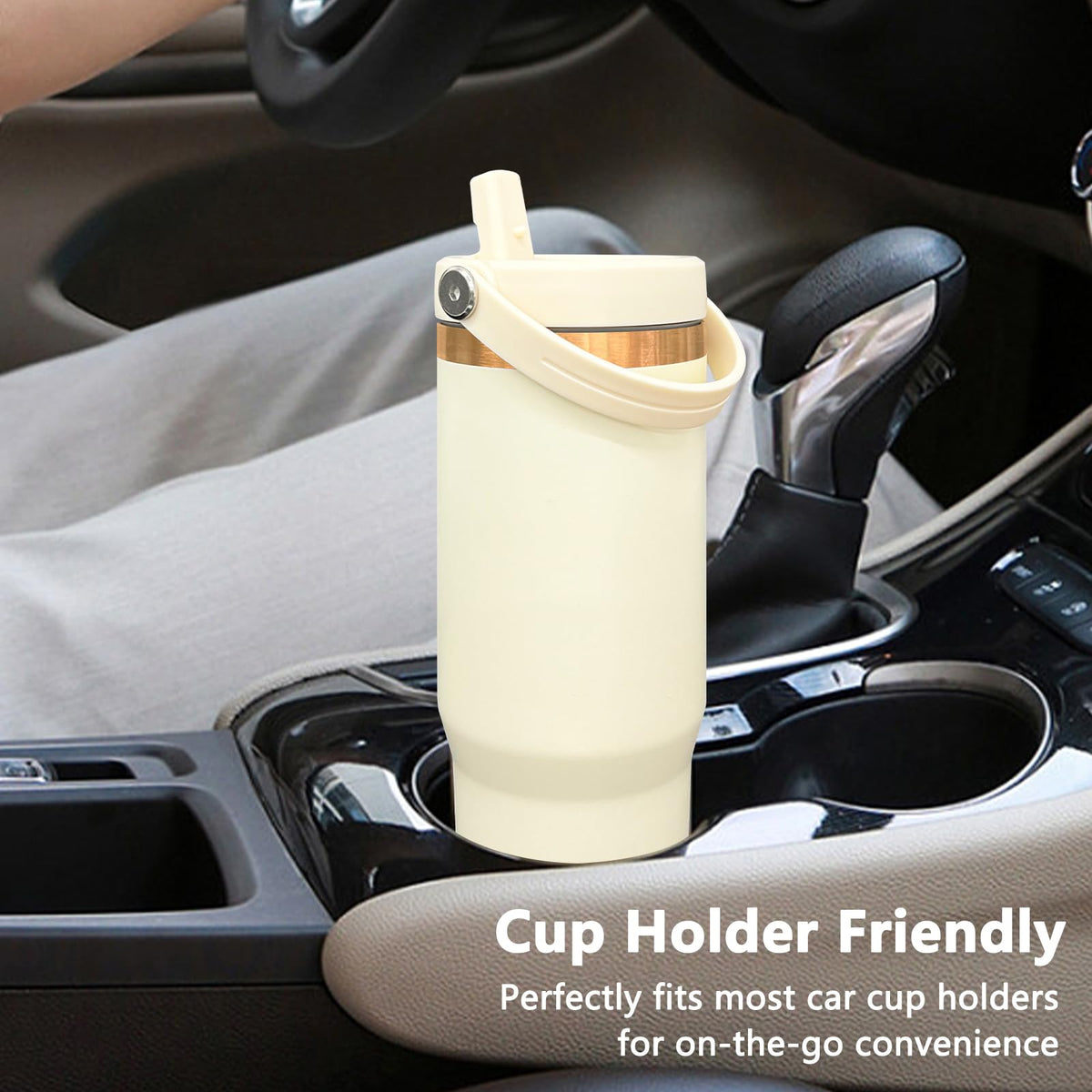 30 oz Tumbler Bulk with Top Handle and Flip Straw Cream (4 Count)