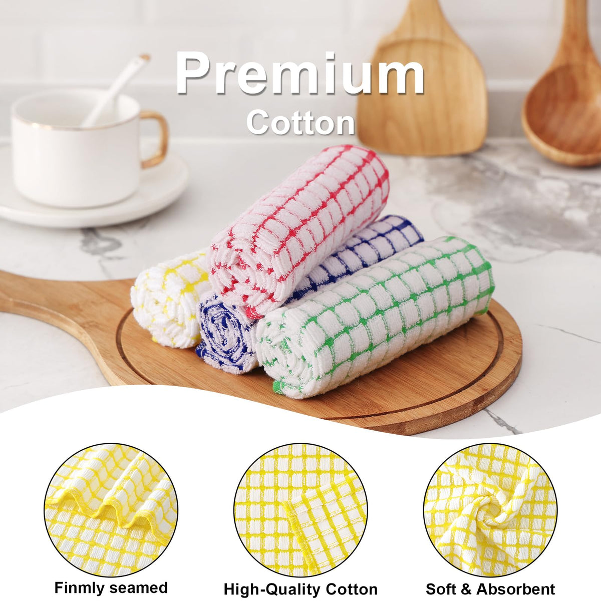Cotton 8 Pack Terry Kitchen Dish Cloths (8 Count)