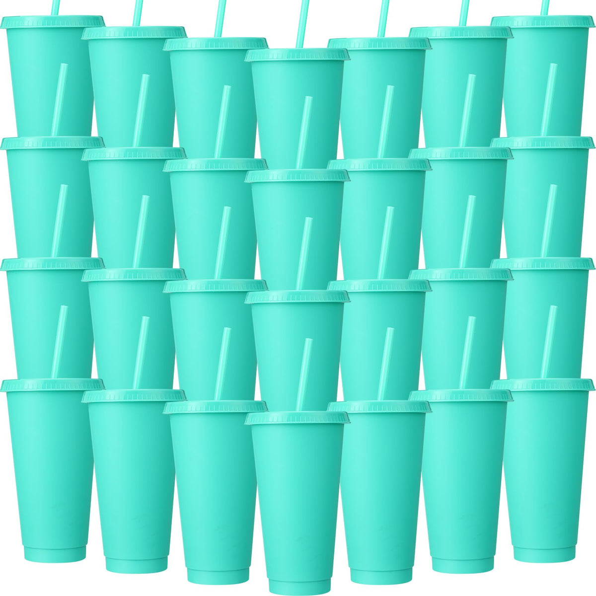 60 Pack Plastic Cups with Lids Straws (60 Count)