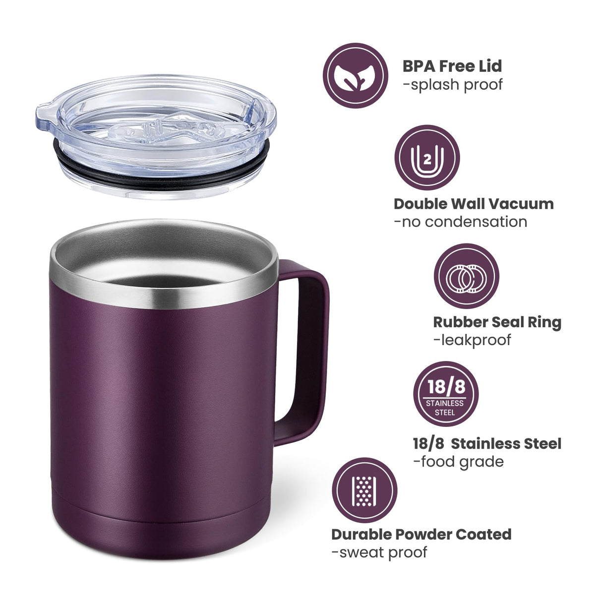 12oz Coffee Mug With Handle and Sliding Lid
