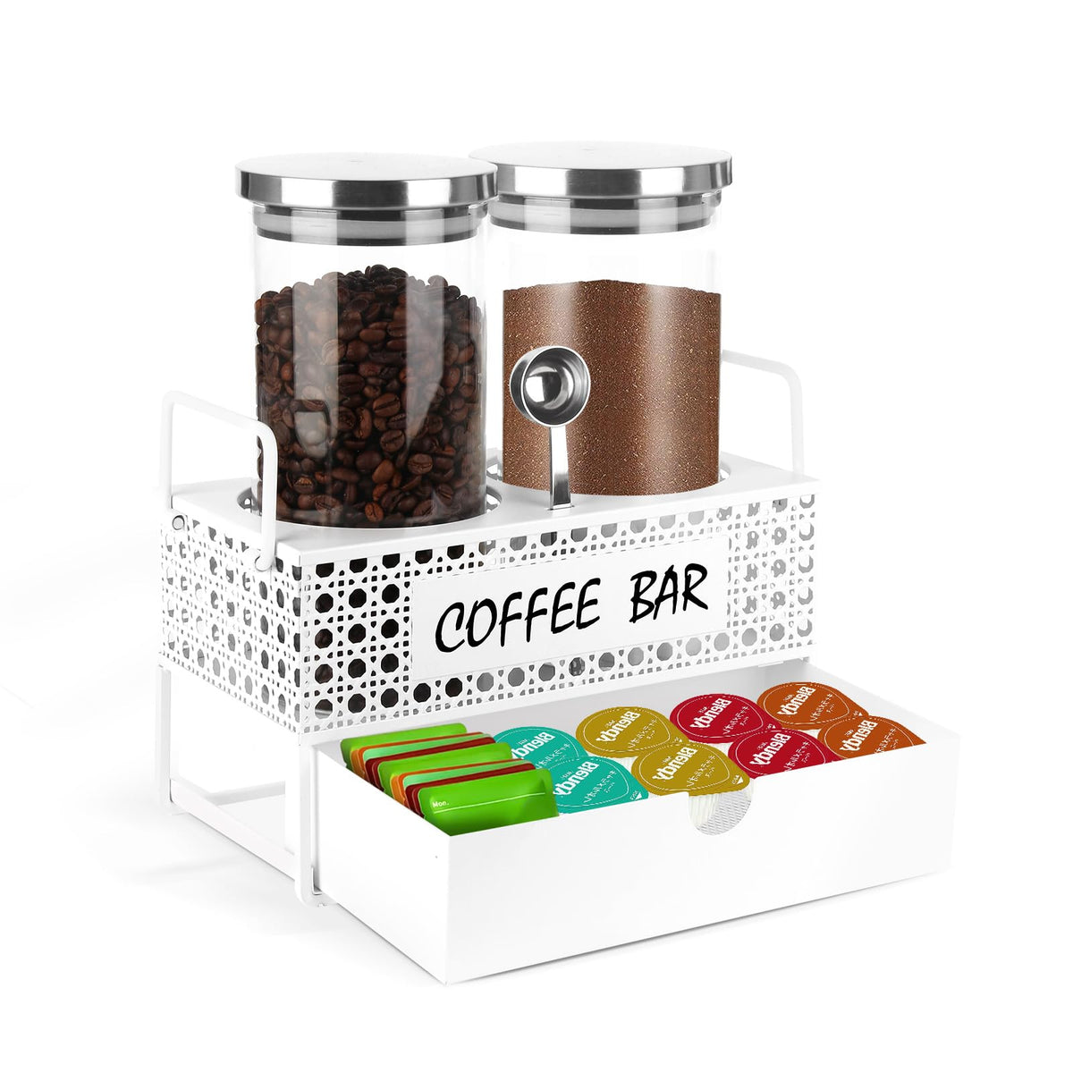 Glass Coffee Container with Shelf